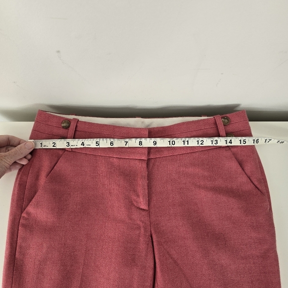Loft Marisa Straight Wool Blend Pants Size 2 Pink Spice Careerwear Button Detail - Picture 9 of 14